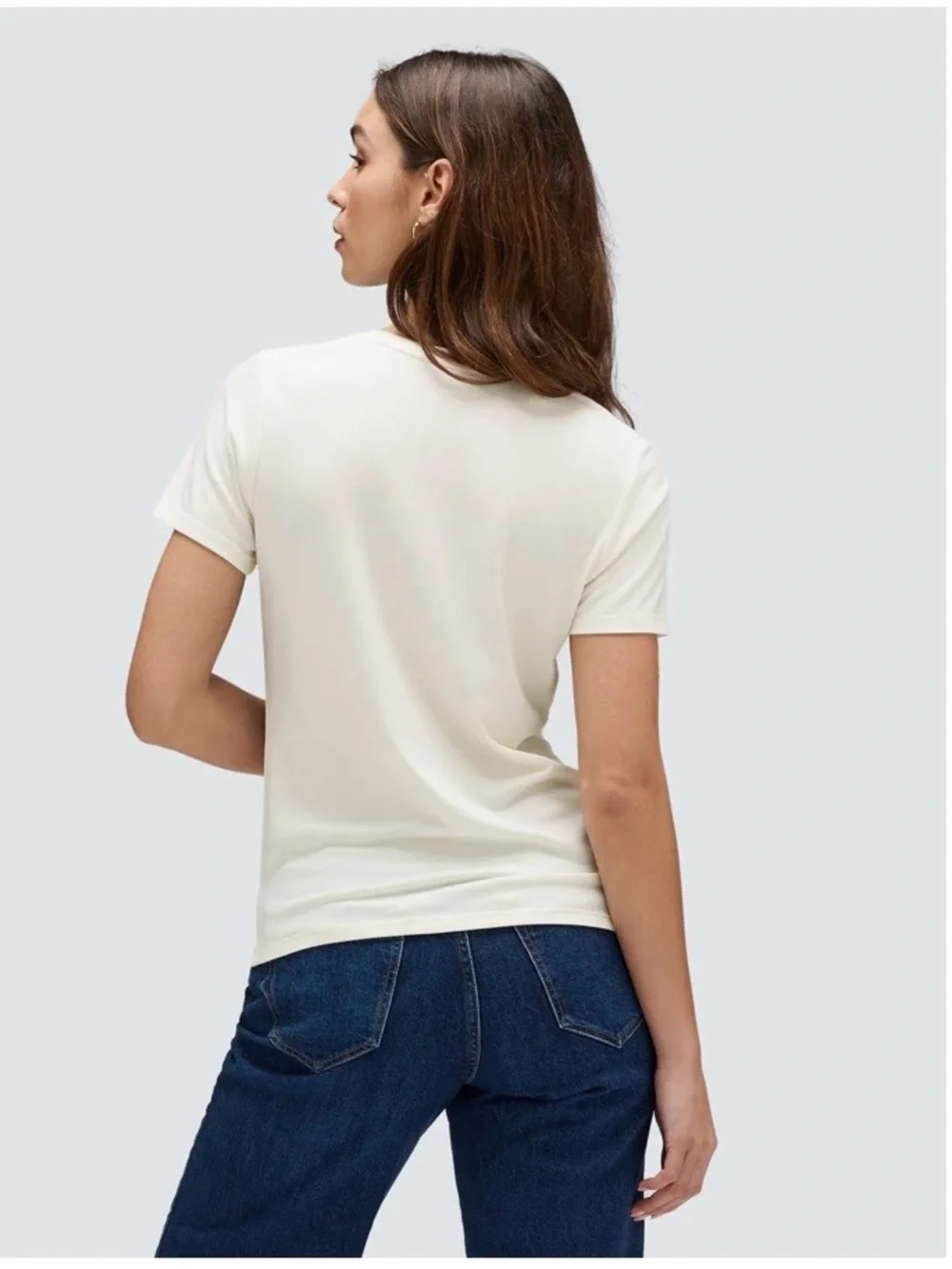 Travel Classic V-Neck Short Sleeve Top in Cream - Picture 2 of 8
